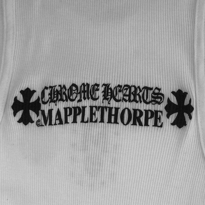 Chrome Hearts white Mapplethorpe tank. Deadstock from 2000’s. Limited and rare from the 2007 Mapplethorpe collaboration. Single front graphic Chrome Hearts Mapplethorpe on back with Chrome Hearts scroll at bottom back hemline. 100% cotton Made in USA 
