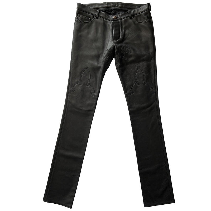 Chrome Hearts Custom Leather Cross Pants - 36 – Angeles Vintage