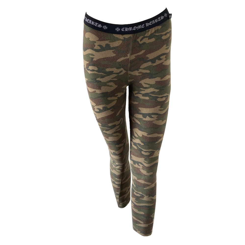 Chrome Hearts camouflage print leggings circa early 2000’s with Chrome Hearts logo elastic waistband 