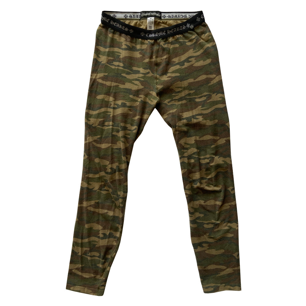 Chrome Hearts camouflage print leggings circa early 2000’s with Chrome Hearts logo elastic waistband 