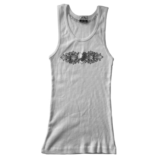 Chrome Hearts White Heart Logo Rib Knit Tank - O/S