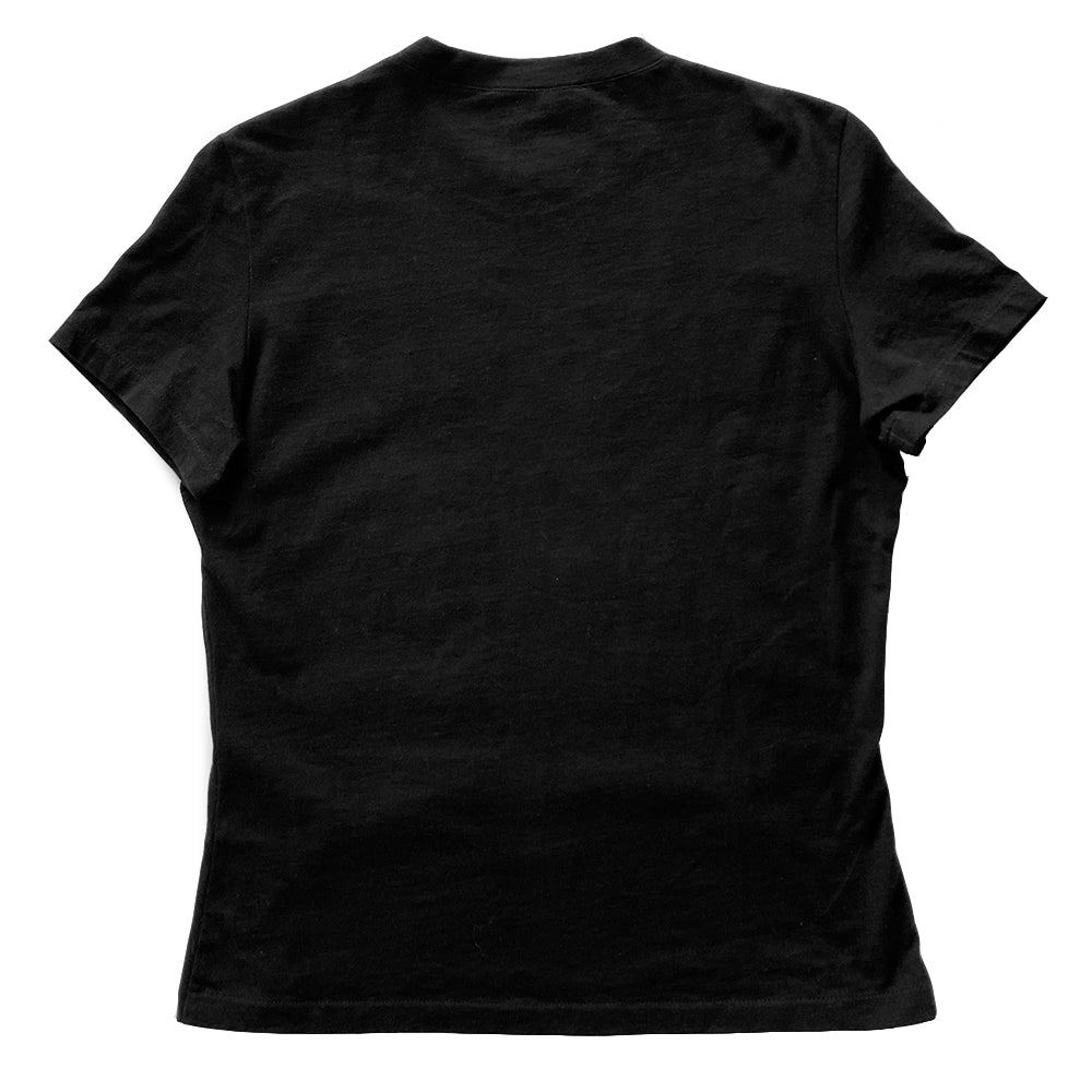 Christian Dior Hardcore Dior sequin embellished short sleeve crewneck tee Circa 2005 with sequin embellished print on front Size: 44 Color: Black with white print embellished with black sequins.