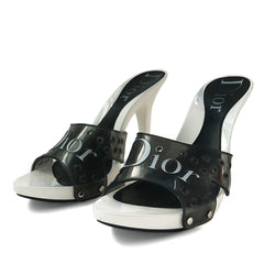 John Galliano, Christian Dior black and white jelly slides heel