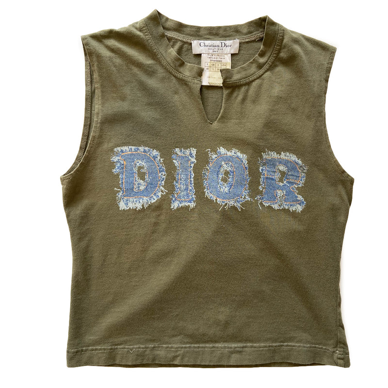 Dior Denim Letter Sleeveless Tank - M – Angeles Vintage