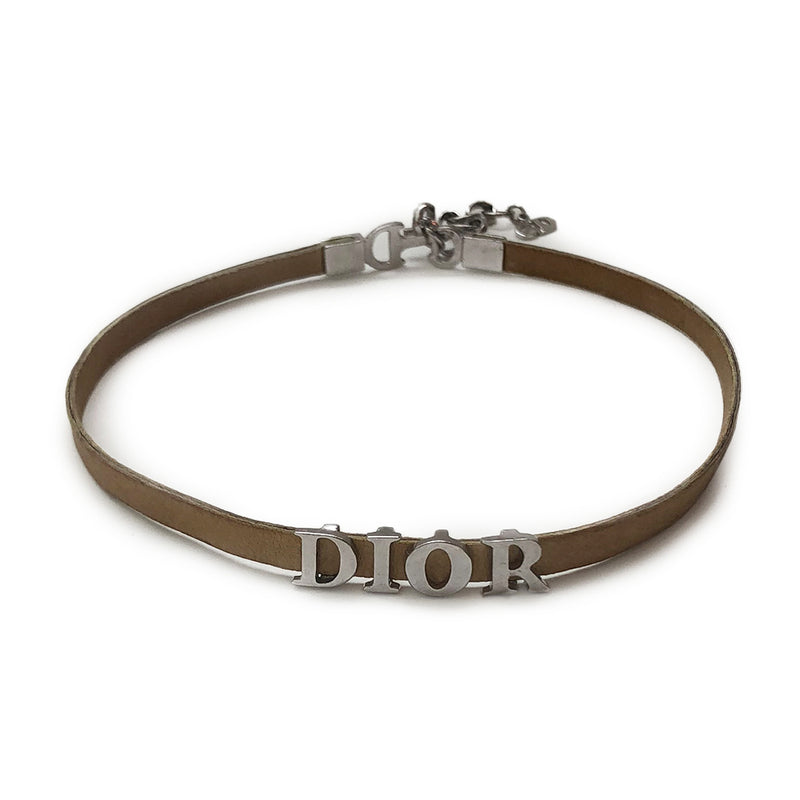 christian dior by john galliano bow leather letter choker