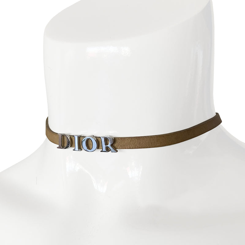 Dior Gold Leather Letter Choker