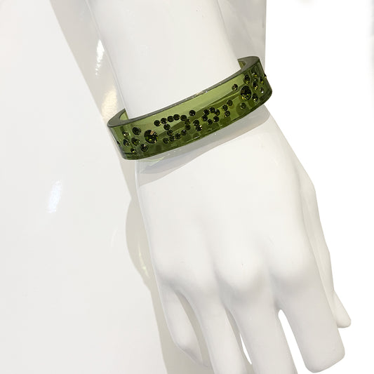 Christian Dior Green Acrylic Crystal Cuff Bangle