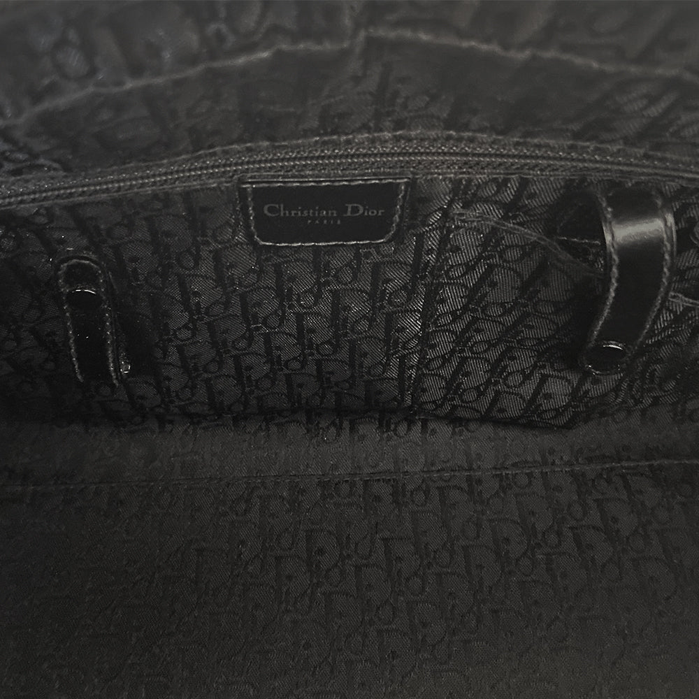 Christian Dior black calf leather gambler bowler bag by John Galliano for Dior, 2004  with silver-tone Swarovski embellished large dice, domed feet, 2 chain and leather top handles, dual zipper closure with dice zipper pull. Logo textile lining with interior zip pocket, small cell phone pocket. Made in Italy 