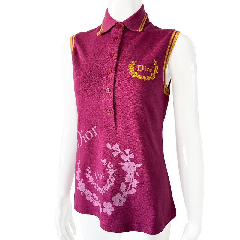 Christian Dior Sleeveless Embroidered Polo Shirt - M