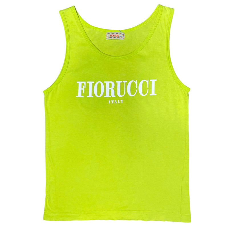 Fiorucci Logo Tank Top Circa 1990's Lime green tank top with "Fiorucci Italy" logo in contrast white lettering.