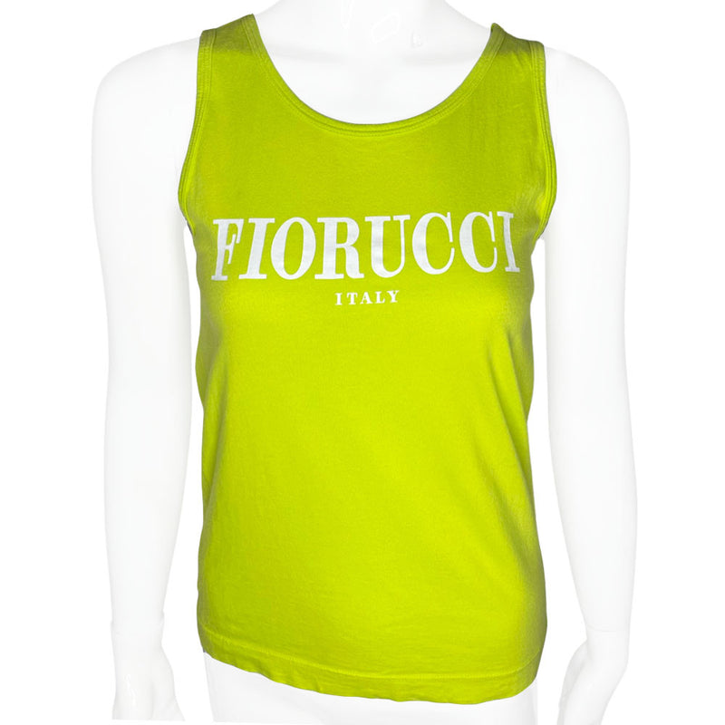 Fiorucci Logo Tank Top Circa 1990's Lime green tank top with "Fiorucci Italy" logo in contrast white lettering.