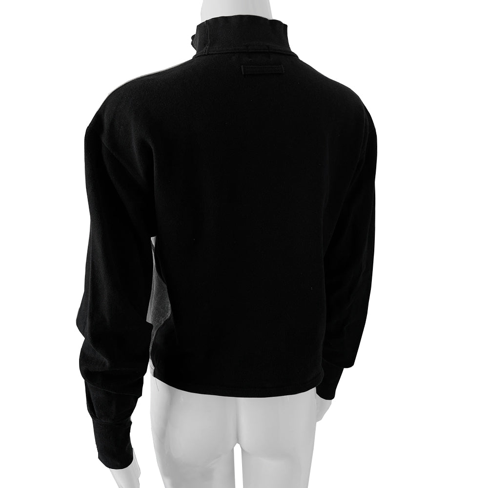 ean Paul Gaultier Homme portrait sweatshirt circa 2015. Long sleeved mock neck color block sweat top with Ben McKnight portrait printed in front. Made in Japan