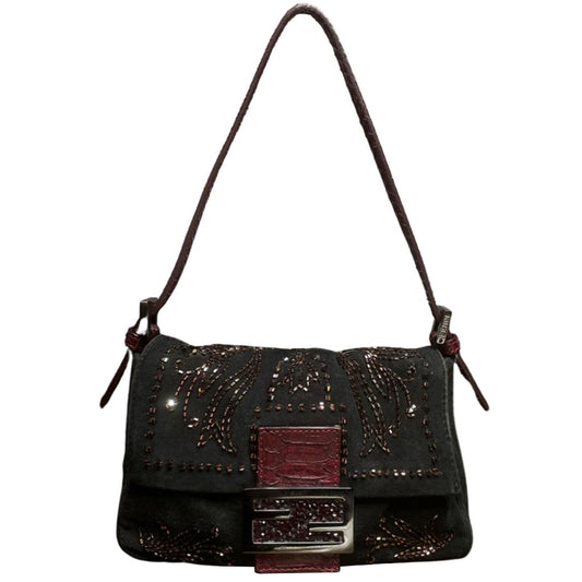 Fendi Crystal Beaded Lizard Baguette