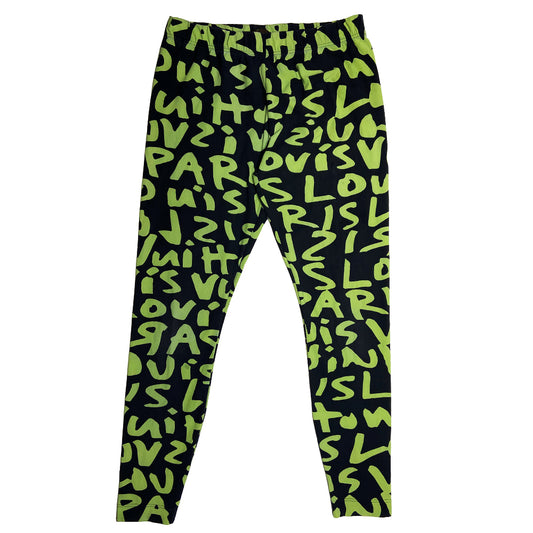 Stephen Sprouse for Louis Vuitton, 2008 green on black Graffiti leggings. Made in France 