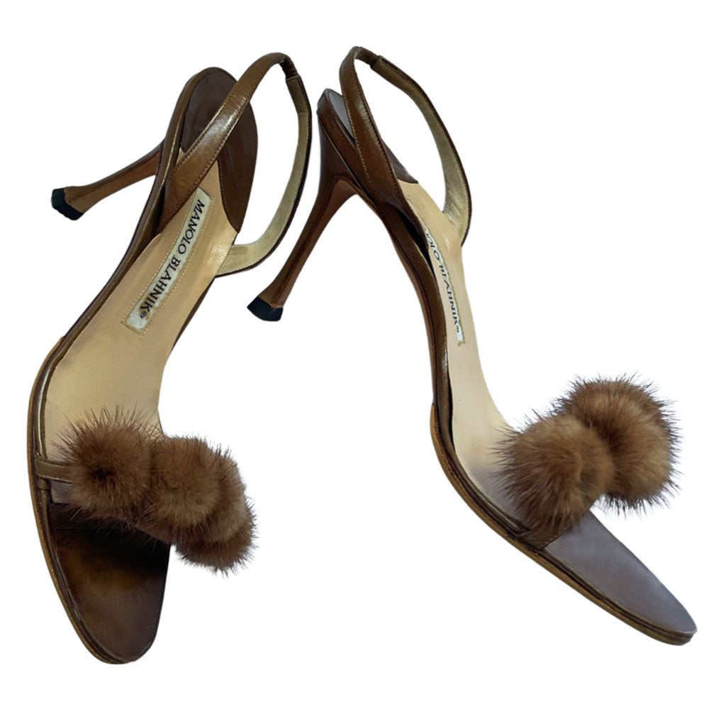 Manolo Blahnik Mink Embellished Strappy Sandals - 37