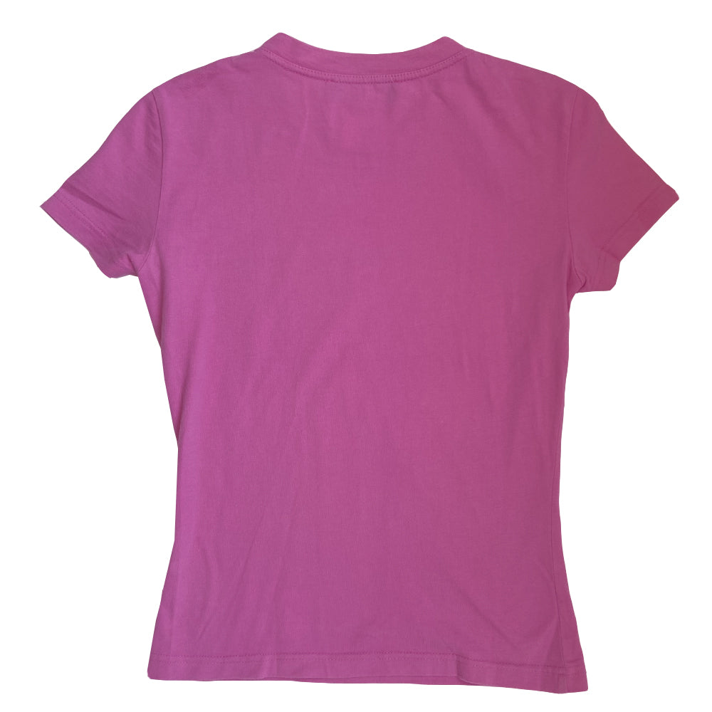 Christian Dior pink Chris 1947 tee by John Galliano for Dior, summer 2003. Crew neck Short sleeve tee with Chris 1947 surrounded by a rectangular box design all made from silver-tone metal studs in front. Made in France 