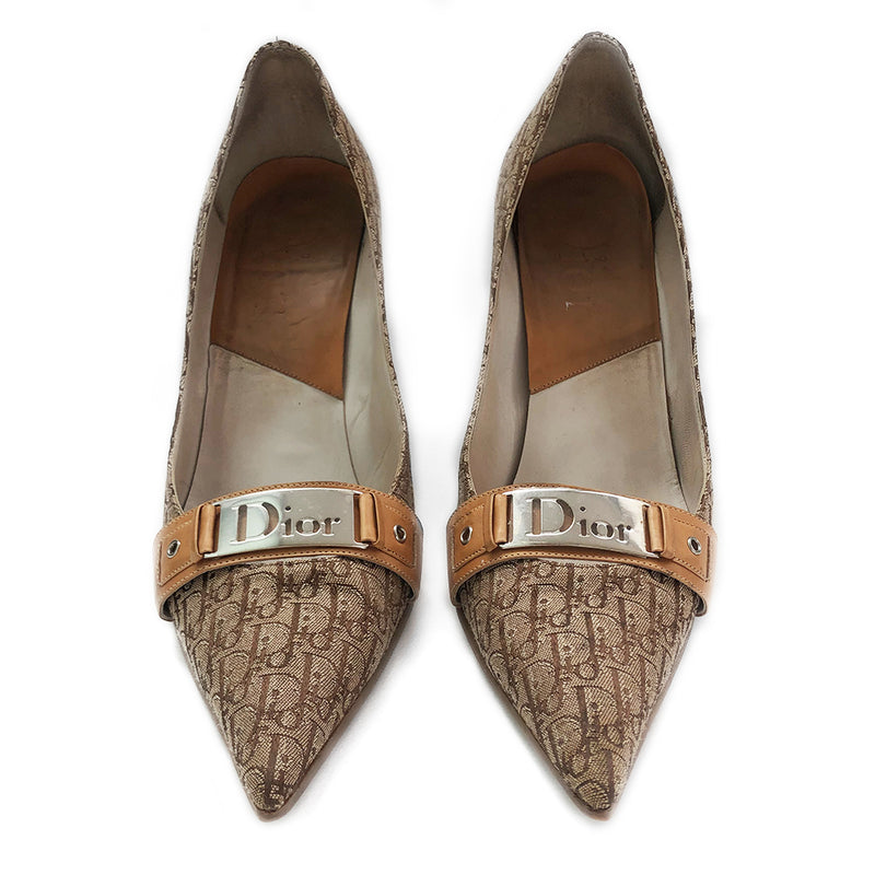 Dior Brown Monogram Trotter Heels - 40