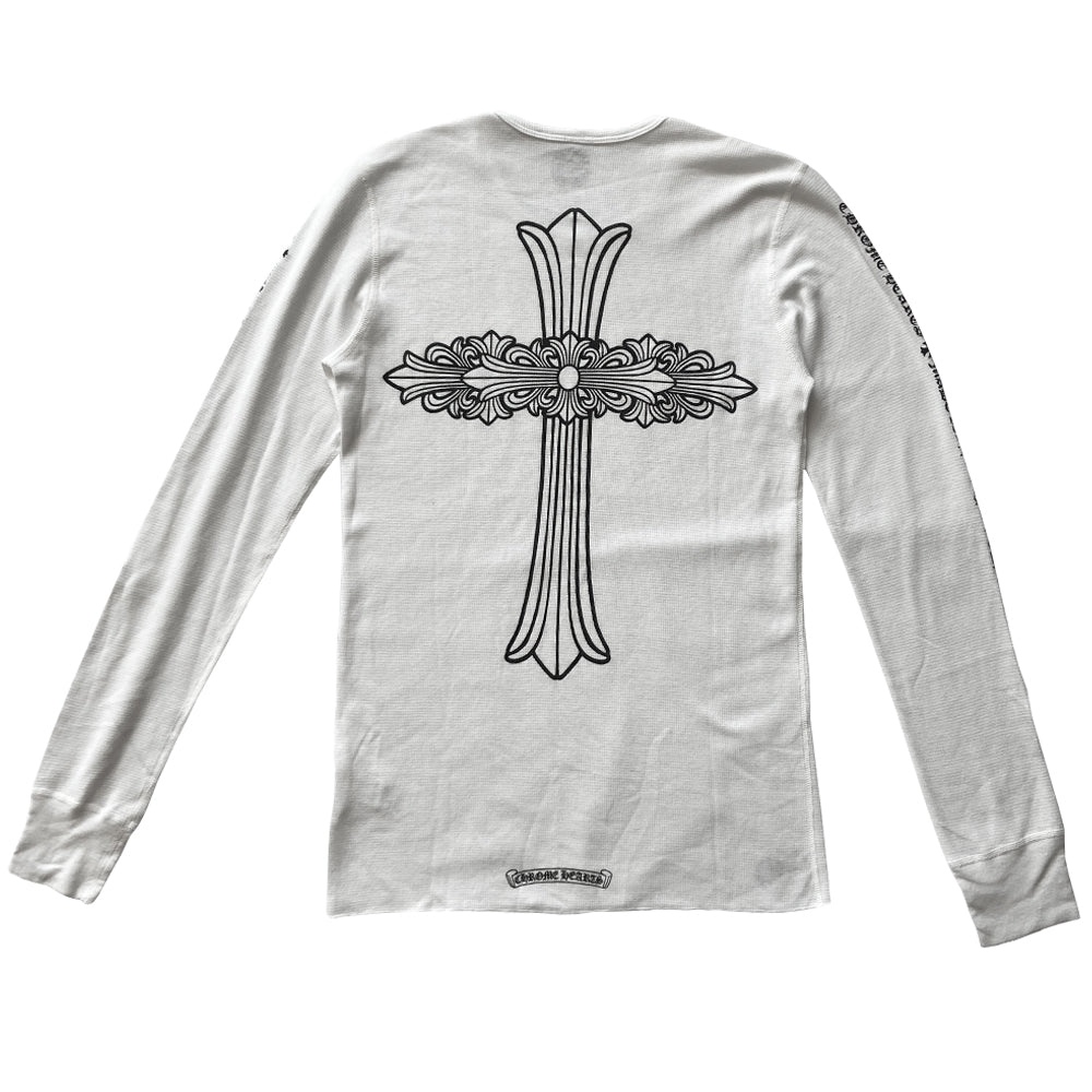 Chrome Hearts Cross White Thermal Long Sleeve Tee - L