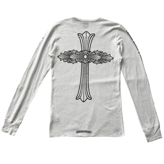 Chrome Hearts Cross White Thermal Long Sleeve Tee - L