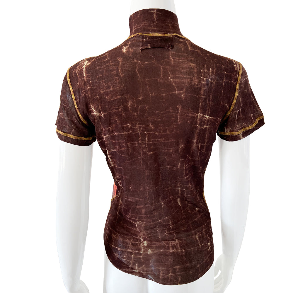 Jean Paul Gaultier 1998 Zodiac Short Sleeved Mesh Top - M