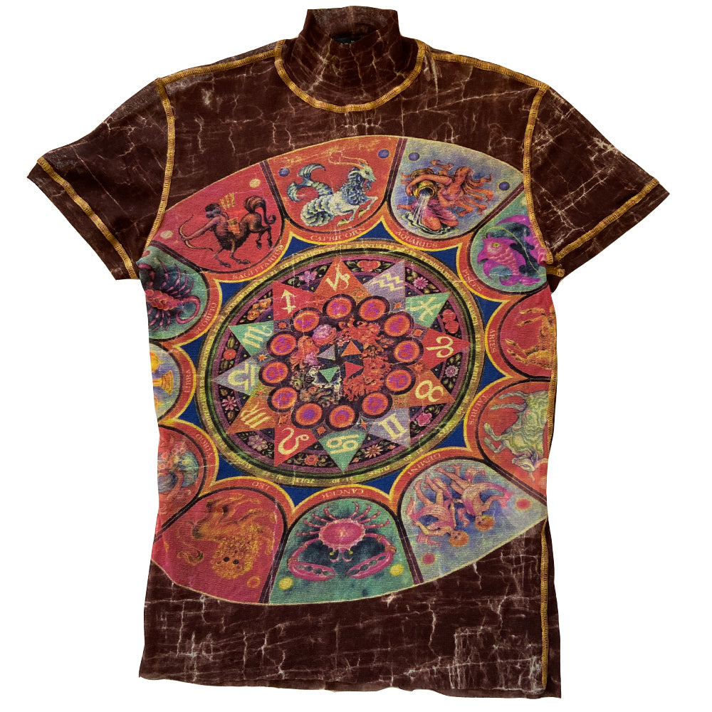 Jean Paul Gaultier 1998 Zodiac Short Sleeved Mesh Top - M